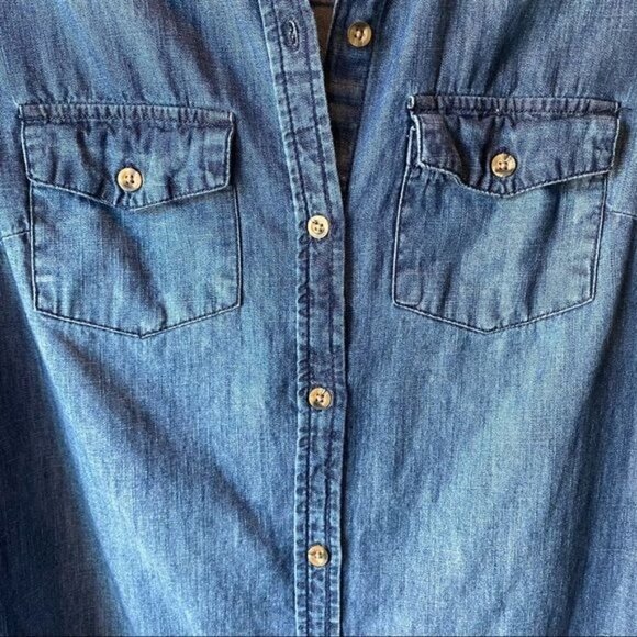 Denim Button Up Shirt Dress Blue S - Picture 3 of 8